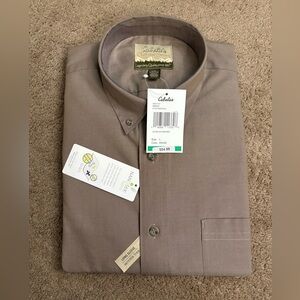 NWT Cabelas Outfitter Series Men’s L Button Down Brown Long Sleeve Nanotex